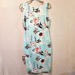 Le Chateau Sz Med  Floral Sleeveless Dress - Blue and Pink Pastel NWT